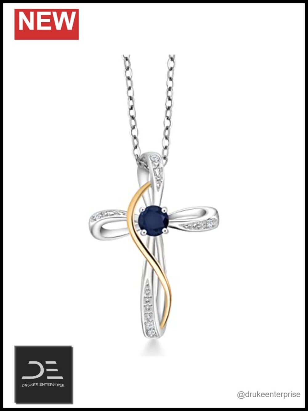 Sterling Silver Yellow Gold Infinity Cross Pendant Necklace Women Faith